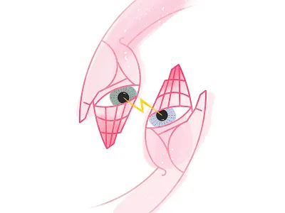 Handquake eye hand handshake illustration line art texture zap