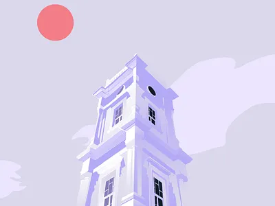 Pastel sun building design flat graphic illustration sun vector vectors