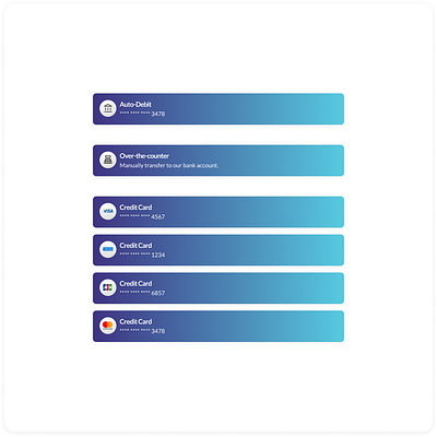 Payment Method UI Card card fintech payments ui