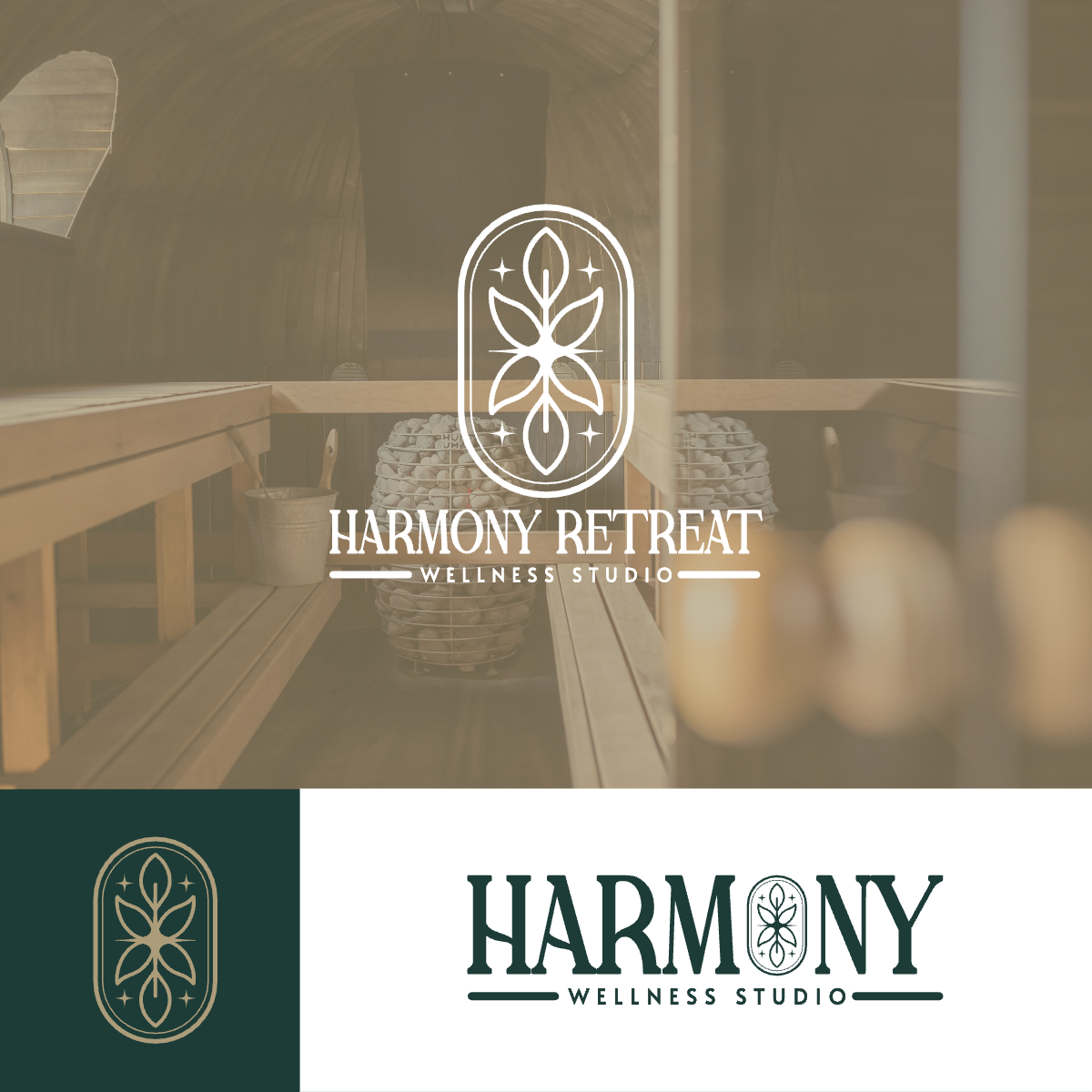 Harmony Retreat | Wellness Studio Logo abstract balance clean elegant geometric harmony lineart logo meditation minimal nature peace relaxation simple spa symbolic vector wellness yoga zen