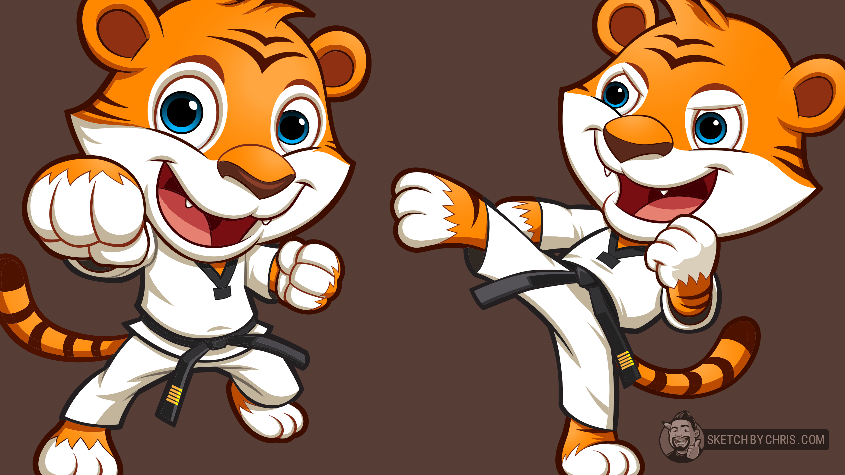 Taekwondo Tiger cartoon illustration cartoon illustrator character design illustration logo martial arts tiger vector