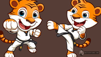 Taekwondo Tiger character design illustration logo martial arts tiger vector