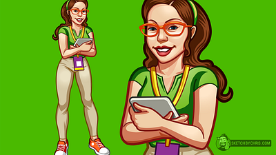 Nerdy Student Girl cartoon character design girl illustration student vector