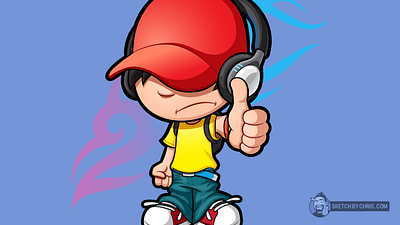 Cool Dude boy cap character design cool headphones illustration