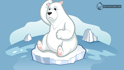 Sad Polar Bear environment global warming iceberg illustration polar bear sea vector