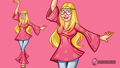 Dancing Hippie Girl character design girl hippie illustration vector