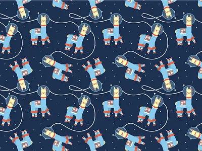Space Llama Pattern cute illustration llama pattern repeating space vector