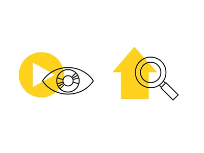 The Benefits of Video (Style Exploration) eye flat geometric icon illustration search simple spot video yellow