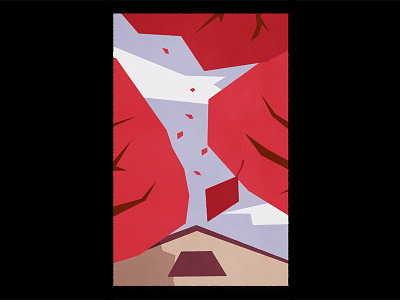 red autumn house illustration leaves red sketch trees