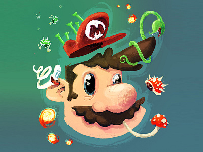 Super Mario Pastel illustration kylebrush mario nintendo pastel photoshop