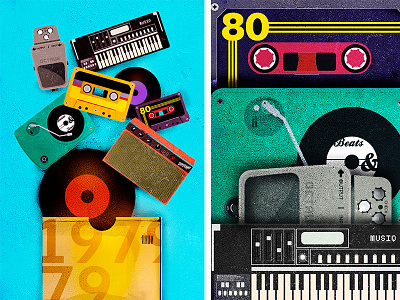 Vintage Jams...At Your Service business cards illustration music vintage