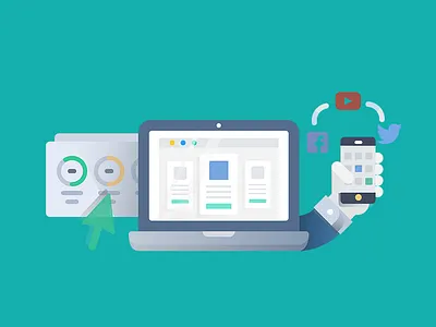 Social media arrow facebook laptop media mobile network social strategy twitter youtube