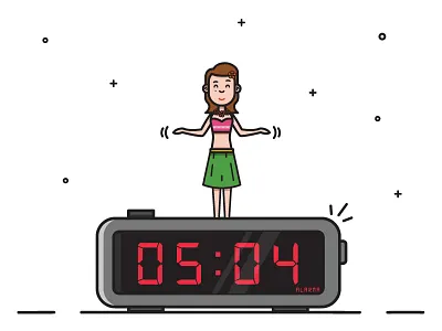 Alarm characters dancer design dribbble flat girl hawaiian illustration invites minimal vector wip