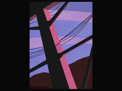 Bridge bridge illustration minimalism pink summer sunset