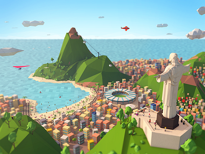 Rio 3d antonmoek brazil c4d christ redeemer cinema4d digitalart illustration low poly lowpoly render