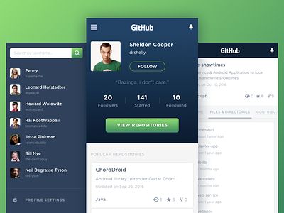 Github App Concept app concept design github interface ios mobile ui ux