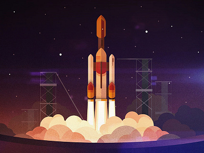 Rocket Illo flat illustration launch liftoff rocket sky space spaceship vector