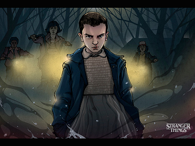 "Stranger things" 11 art digital egor golopolosov illustration lineart netflix stranger things strangerthings tv tvseries