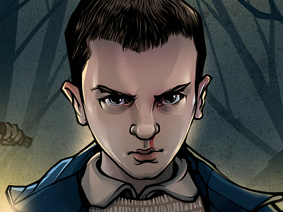 "11" 11 art digital egor golopolosov illustration lineart netflix stranger things strangerthings tv tvseries