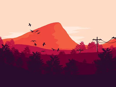 Flatbackground Creative background birds colorful dark design flat modern sunset