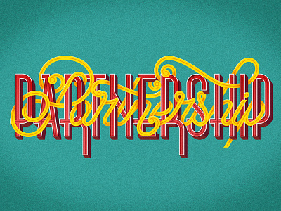 Partnership colour contrast editorial extrusion illustration lettering logo retro script texture typography vintage