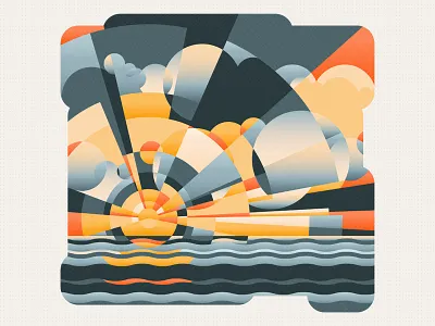 The Sunset cloud dark illustration ocean orange sea sky sunset wave