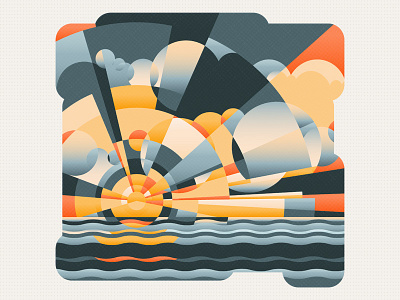 The Sunset cloud dark illustration ocean orange sea sky sunset wave