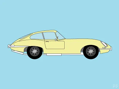 1961 Jaguar E-Type auto classic england european illustration jaguar london print retro stroke vector vintage