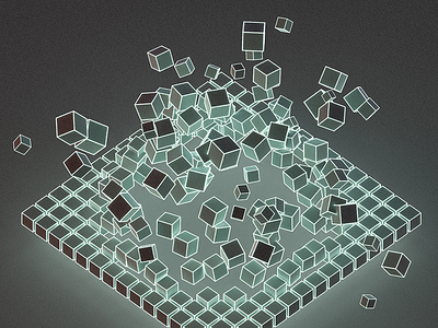 Explosion at the Tron Cube Factory 3d c4d cinema 4d cubes explosion glow mograph render tron