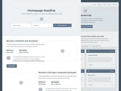 Frame it up homepage ux wireframe