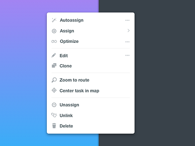 Pretty Context Menu action icon layout list menu modal structure ui