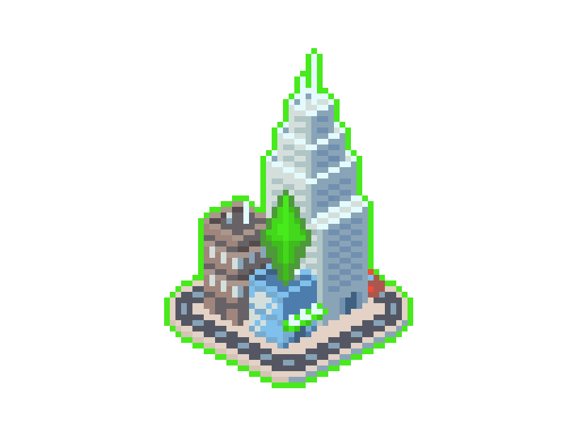 Tiny Simcity animation buildings pixel art sims