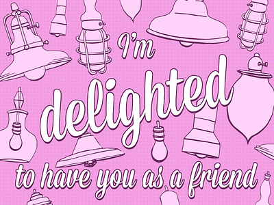 Delighted - another iteration card delight greeting lights pun purple script violet