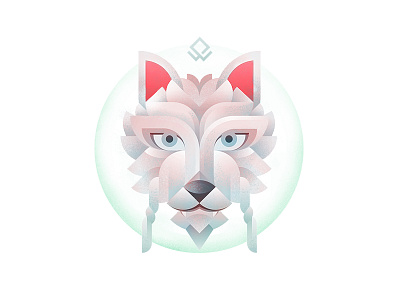 Woolf blue illustration logo pink white woolf