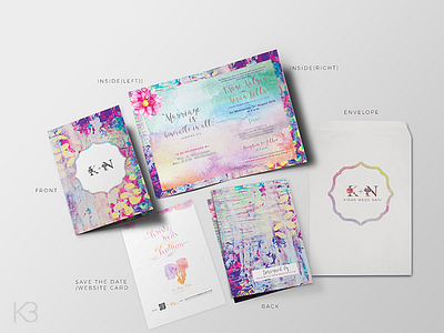 Kristy weds Kalyan-Wedding Invitation colorful feminine invitation invite pink print savethedate stationery watercolor wedding