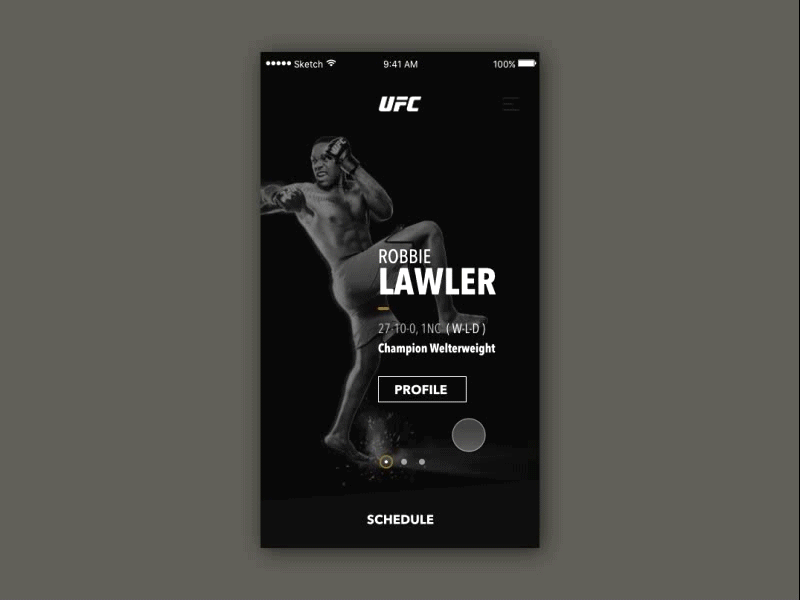 Fights Schedule - Principle animation app card dark design ios parallax principle protoyping schedule