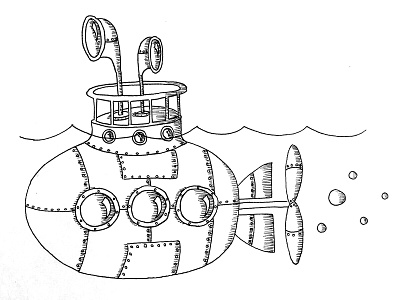 Submarine hand drawing illustration submarine