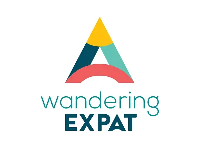 Wandering Expat Logo branding clean compass digital nomad expat fun global logo modern nomad travel