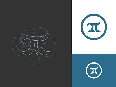 2Pi circle design flat geometric logo minimal pi simple two