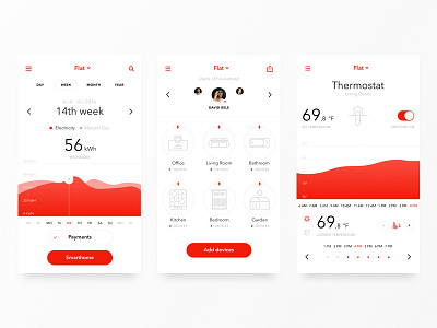 Smarthome App app concept consuption eon ios red smarthome thermostat ui ux