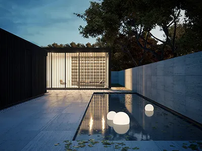 House X3 architecture architecture visualization corona dusk dusk rendering housing housing architecture night rendering pool pool rendering wood panels