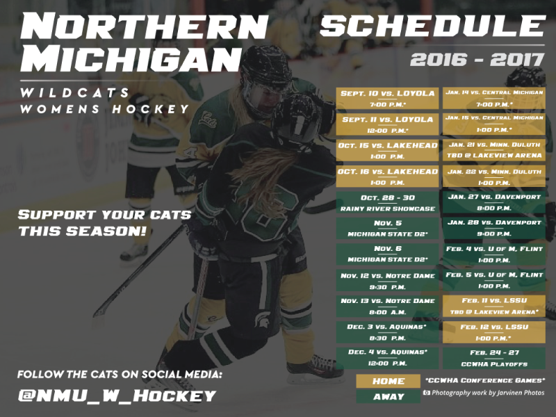 Example of NMU Women's Hockey Schedule