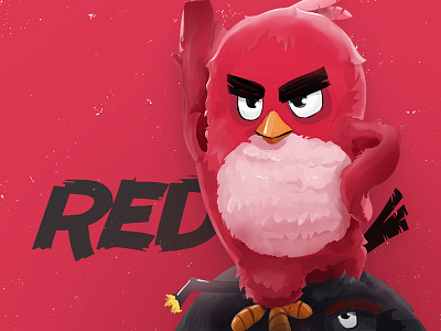 Red bird character draw fun illustration sketch