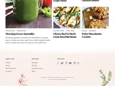 Footer – Food Blog feminine food food blog footer layout pastel pink recipes soft typography watercolour website