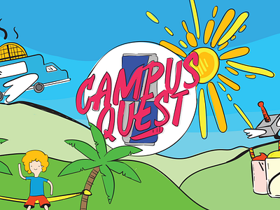 Campus Quest activation color doodle event illustration logo outdoors promotion slackladder slushie wacom waffle