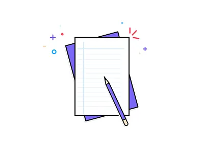 Pencil and Paper - Under 10 mins art clean design dribbble flat flat design fun illustration paper pencil purple voilet