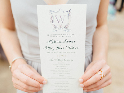 Wedding Program crest hand drawn logo program soft watercolor wedding