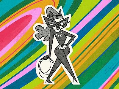 Batman '66 Catwoman andrew kolb batman batman 66 catwoman illustration kolbisneat psychedelic