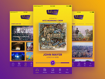 hitzfm Mobile App app hitz hitzfm mobile mobile app music purple radio yellow