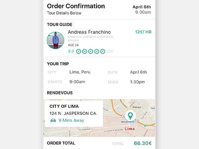 Meetrip // Tour Booked confirm order confirmation guide icons map tour travel app ui ux